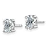 14k White Gold 1 carat Lab Grown Diamond VS+ F+ Complete Oval Four Prong Stud Earrings